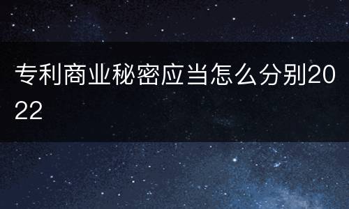 专利商业秘密应当怎么分别2022