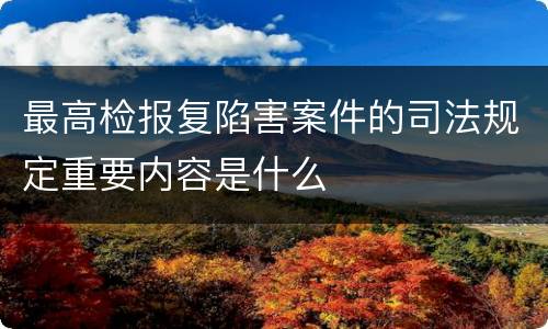 最高检报复陷害案件的司法规定重要内容是什么