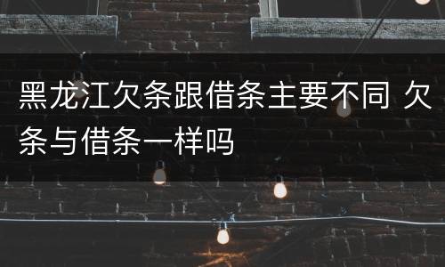 黑龙江欠条跟借条主要不同 欠条与借条一样吗