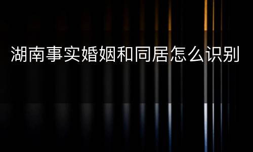 湖南事实婚姻和同居怎么识别