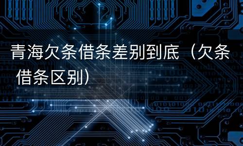 青海欠条借条差别到底（欠条 借条区别）