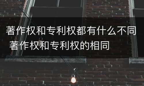 著作权和专利权都有什么不同 著作权和专利权的相同