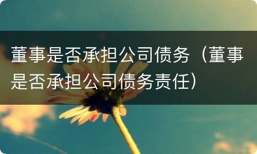 董事是否承担公司债务（董事是否承担公司债务责任）