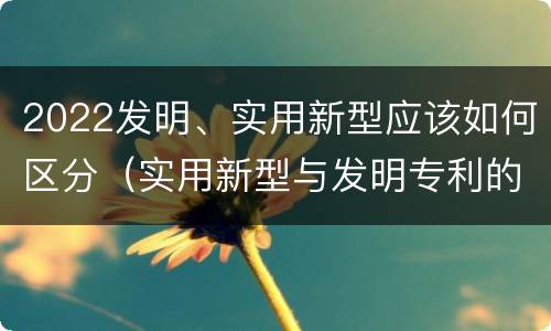 2022发明、实用新型应该如何区分（实用新型与发明专利的区别有哪些）