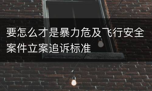 要怎么才是暴力危及飞行安全案件立案追诉标准