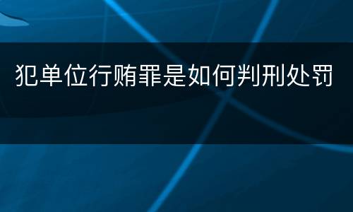 犯单位行贿罪是如何判刑处罚