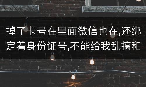掉了卡号在里面微信也在,还绑定着身份证号,不能给我乱搞和贷款吧网贷也不能吧 掉了卡号在里面微信也在,还绑定着身份证号,不能给我乱搞和贷款吧网贷也不能吧