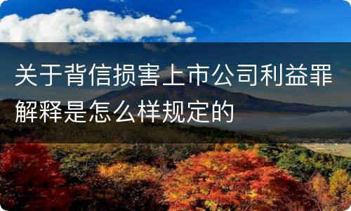 关于背信损害上市公司利益罪解释是怎么样规定的