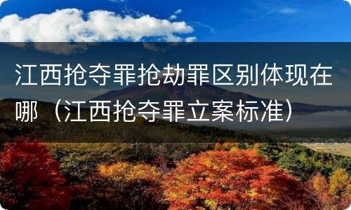 江西抢夺罪抢劫罪区别体现在哪（江西抢夺罪立案标准）