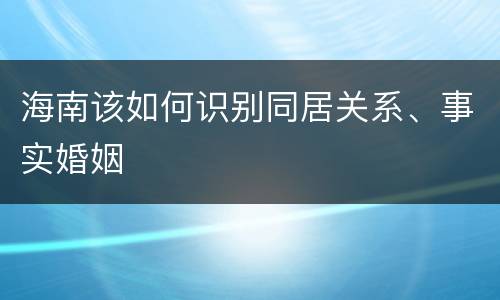海南该如何识别同居关系、事实婚姻