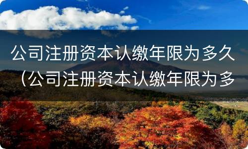 公司注册资本认缴年限为多久（公司注册资本认缴年限为多久可以注销）