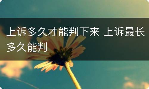 上诉多久才能判下来 上诉最长多久能判
