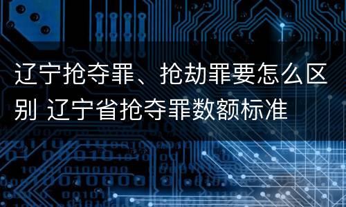 辽宁抢夺罪、抢劫罪要怎么区别 辽宁省抢夺罪数额标准