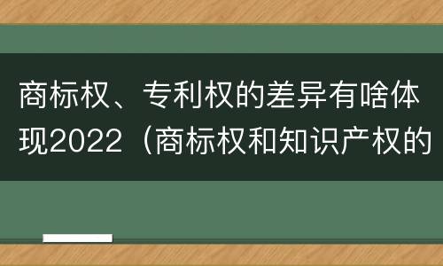 商标权、专利权的差异有啥体现2022（商标权和知识产权的区别）