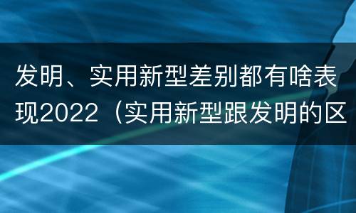 发明、实用新型差别都有啥表现2022（实用新型跟发明的区别）