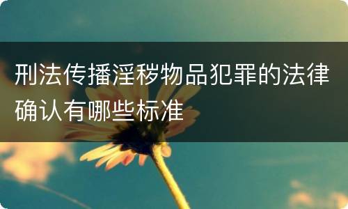 刑法传播淫秽物品犯罪的法律确认有哪些标准