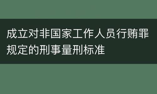 成立对非国家工作人员行贿罪规定的刑事量刑标准