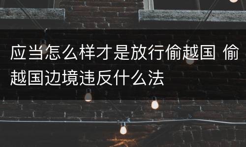 应当怎么样才是放行偷越国 偷越国边境违反什么法
