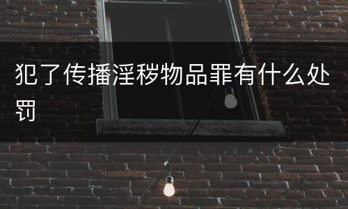 犯了传播淫秽物品罪有什么处罚
