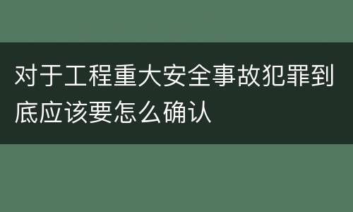 对于工程重大安全事故犯罪到底应该要怎么确认