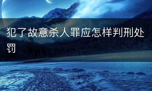 犯了故意杀人罪应怎样判刑处罚