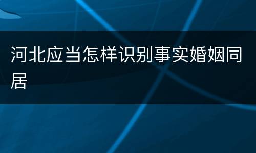 河北应当怎样识别事实婚姻同居