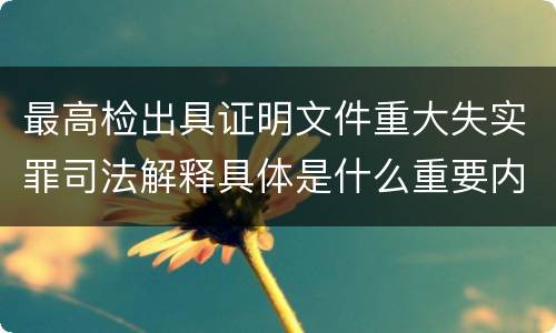 最高检出具证明文件重大失实罪司法解释具体是什么重要内容
