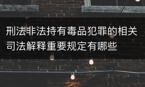 刑法非法持有毒品犯罪的相关司法解释重要规定有哪些