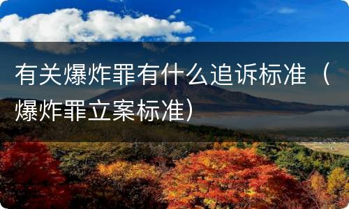 有关爆炸罪有什么追诉标准（爆炸罪立案标准）