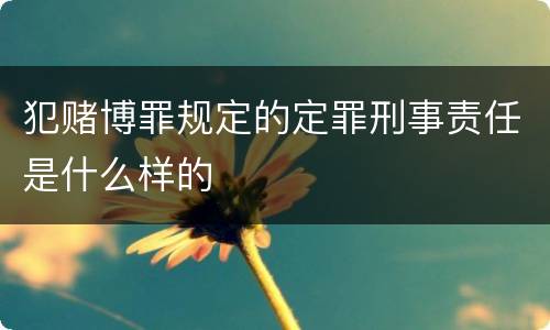 犯赌博罪规定的定罪刑事责任是什么样的