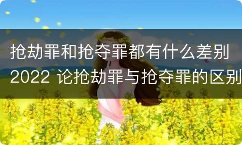 抢劫罪和抢夺罪都有什么差别2022 论抢劫罪与抢夺罪的区别