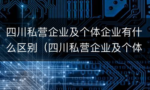 四川私营企业及个体企业有什么区别（四川私营企业及个体企业有什么区别呢）