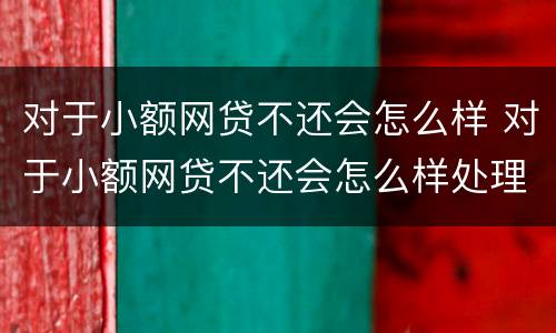 对于小额网贷不还会怎么样 对于小额网贷不还会怎么样处理