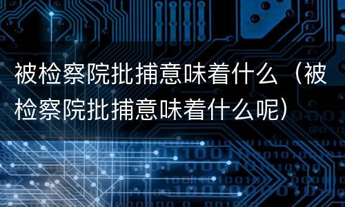被检察院批捕意味着什么（被检察院批捕意味着什么呢）