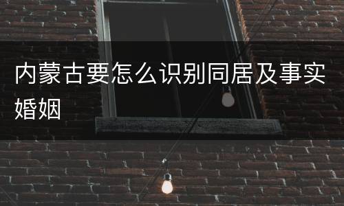 内蒙古要怎么识别同居及事实婚姻