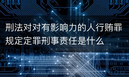 刑法对对有影响力的人行贿罪规定定罪刑事责任是什么