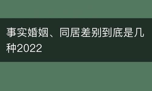 事实婚姻、同居差别到底是几种2022