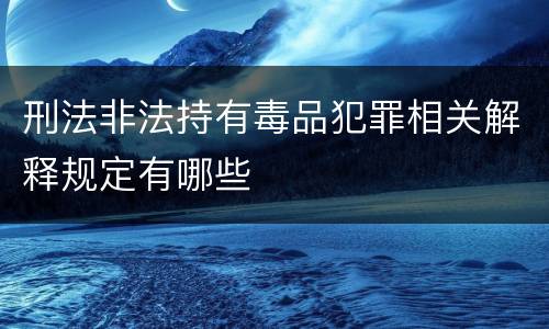 刑法非法持有毒品犯罪相关解释规定有哪些