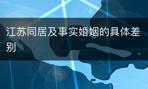 江苏同居及事实婚姻的具体差别