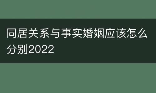 同居关系与事实婚姻应该怎么分别2022