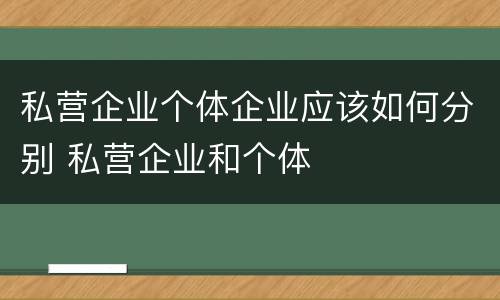 私营企业个体企业应该如何分别 私营企业和个体