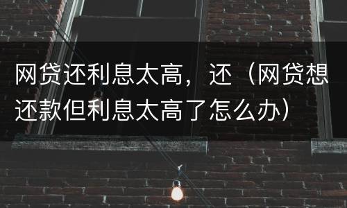 网贷还利息太高，还（网贷想还款但利息太高了怎么办）
