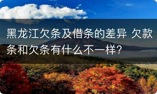 黑龙江欠条及借条的差异 欠款条和欠条有什么不一样?