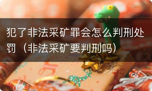 犯了非法采矿罪会怎么判刑处罚（非法采矿要判刑吗）