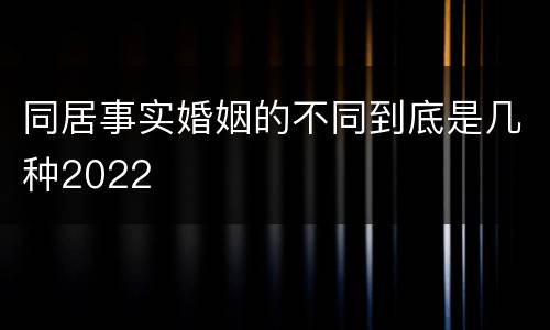 同居事实婚姻的不同到底是几种2022