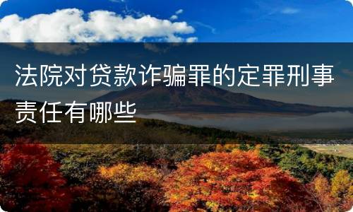法院对贷款诈骗罪的定罪刑事责任有哪些