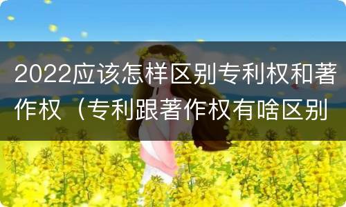 2022应该怎样区别专利权和著作权（专利跟著作权有啥区别）