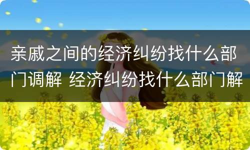 亲戚之间的经济纠纷找什么部门调解 经济纠纷找什么部门解决