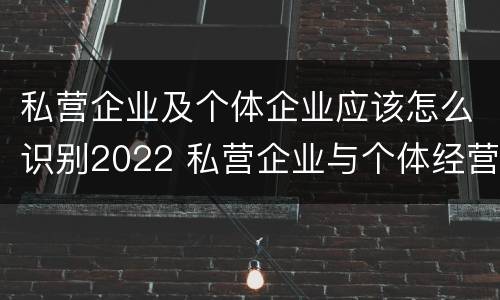私营企业及个体企业应该怎么识别2022 私营企业与个体经营企业的区别