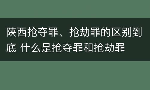 陕西抢夺罪、抢劫罪的区别到底 什么是抢夺罪和抢劫罪